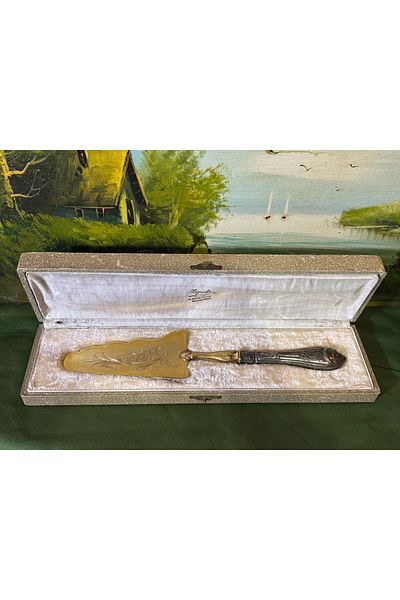 tayfuntufan antika koleksiyon 1960S French Gold and Silver Plating Serving Spatula - Spatula Length 30.5 cm