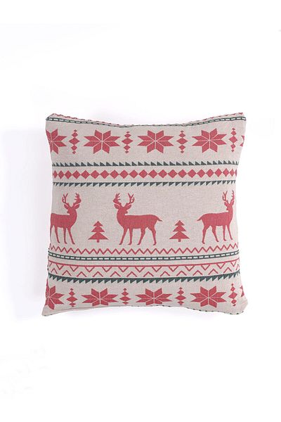 MYLASA HOME Mylasahome 100% Cotton Christmas White Throw Pillow with Zipper 45X45Cm