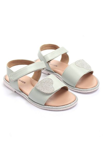 Pine kids Sandals with Velcro Closure and Heart Applique- Blue