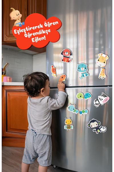 FISHER PRICE 12-36 Ay Ilk Magnet Puzzle - Hayvanları Tanıyorum, 28 Parça Eğitici Magnet Set