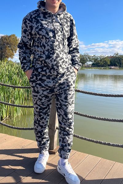 ruNadeS Men's Relaxed Fit Sweatpants with Raised Inside and Elastic Legs and Kangaroo Pocket - Home Wear