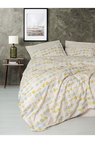 ŞENER HOME CottonBox Minimal - Διπλό ελαστικό σετ κρεβατιού, Jocus Beige