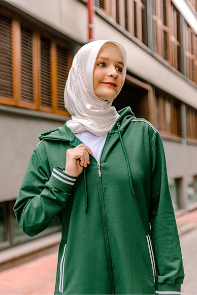 SELF CONTROL Σετ φόρμας Green Hijab - Διπλό Τούνικ