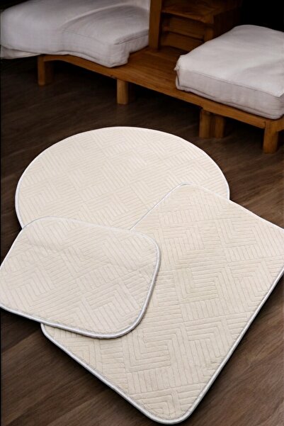 melian Σετ πατάκια μπάνιου με αντιολισθητική βάση, ανάγλυφα, 3 τεμάχια 80x50 40x50 80x80