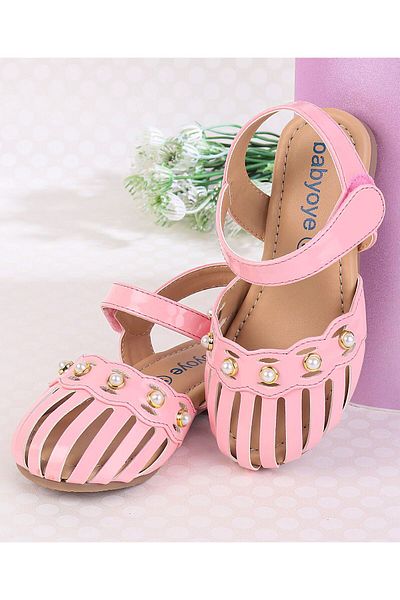 Babyoye Party Wear Sandal Bead Detailing  - Light Pink