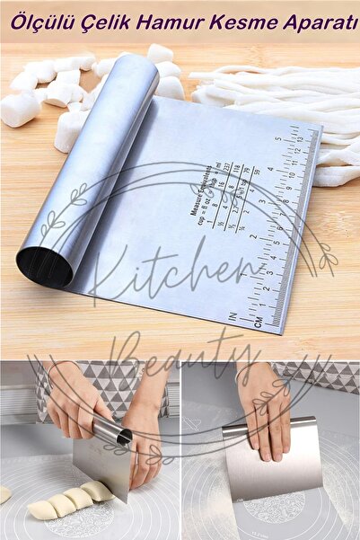 Kitchen Beauty Ölçülü Paslanmaz Lüks Çelik Hamur Kesme Aparatı Çelik Kesici K...