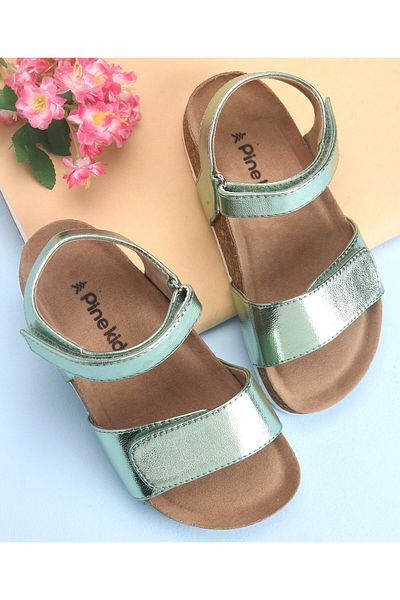 Pine kids Casual Wear Sandals with Velcro Belt Closure - Green Metallic