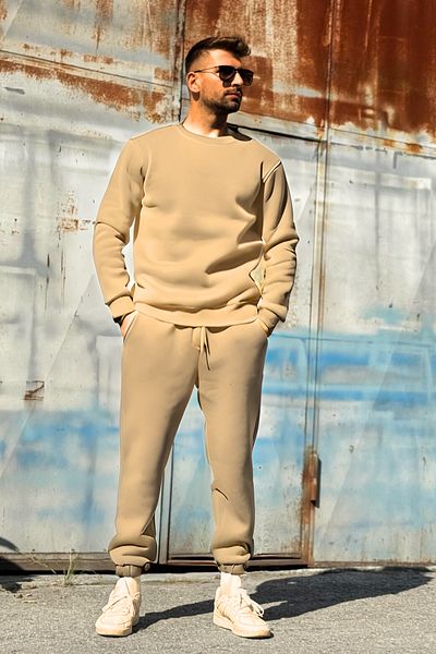BayBayan Ανδρικό Σετ Φόρμας Crew Neck 3 Thread