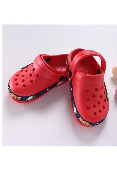 SAPS Dino Desgined Slip On Clogs - Red