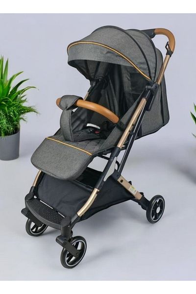 BabyCara Ultra Lightweight Baby Stroller Gold Frame Compact Folding for Travel Cabin