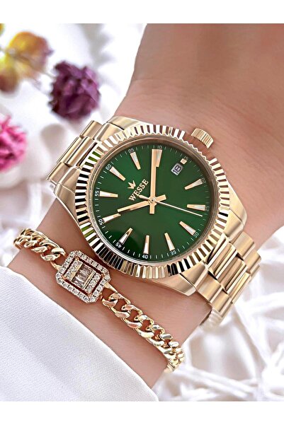 Wesse ساعة يد نسائية بسوار من الفولاذ مع تقويم مقاوم للماء 5 Atm - BW. 301309...