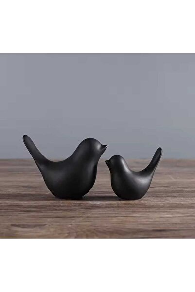 rakaymu Dekoratif Siyah İkili Kuş Obje Biblo Aksesuar