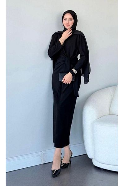 RMG BUTİK Tied Tesseture Dress