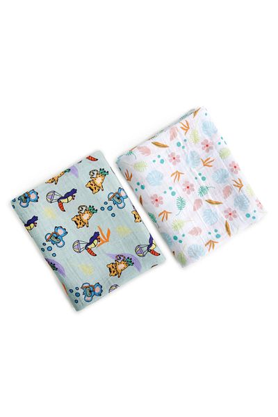 Milk & Moo Milk&moo Muslin Blanket Set Of 2 Jungle Friends