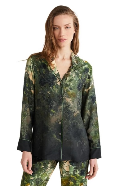 Penyemood GÖMLEK YAKA ÖNDEN DÜĞMELİ UZUN KOLLU KADIN PİJAMA TAKIM