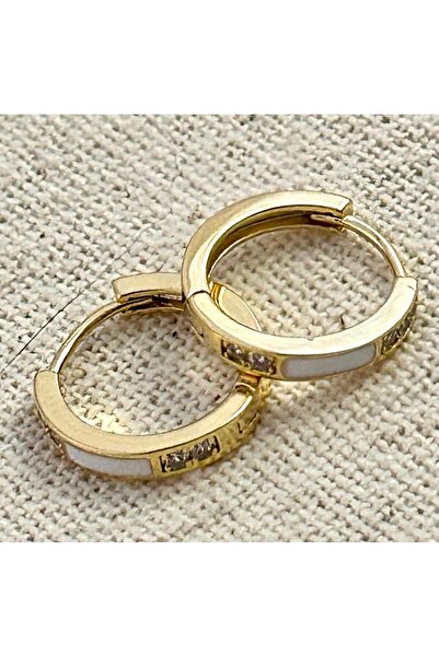 juleeco Mine Ve Taş Detay 14 K Altın Renk Rodyum Kaplama Küpe(XP)(1CM)