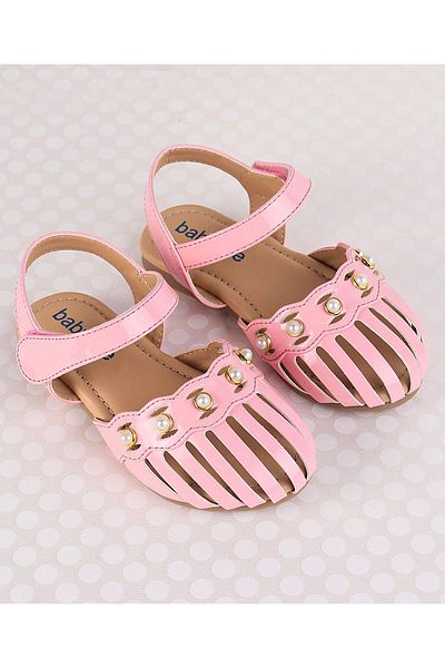 Babyoye Party Wear Sandal Bead Detailing  - Light Pink