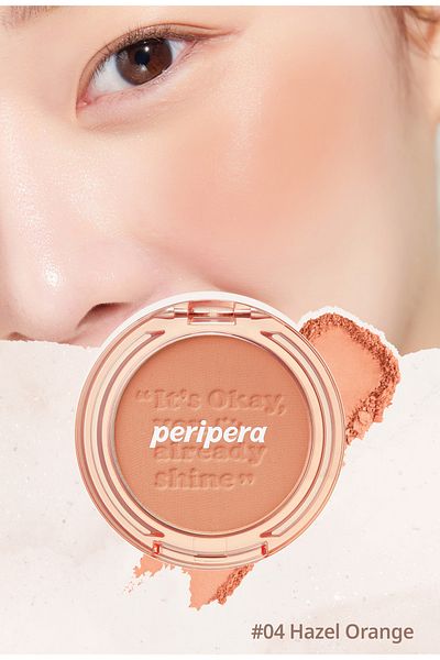 PERIPERA Peripera Pure Blushed Sunshine Cheek - Sebum Balancing Powder Blush in Pastel Tones (04 Hazel Orange)