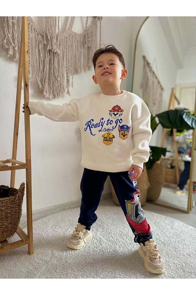MİNİKO KİDS Boys Paw Petrol Model 3 Threads Thick Winter Tracksuit Set