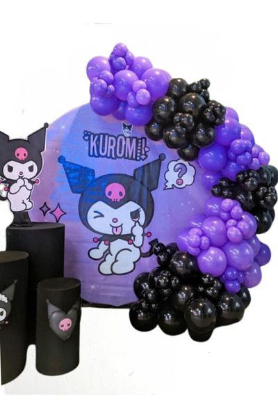 TATLI GÜNLER Kuromi Balloon Chain Set Kuromi Birthday Concept 65 Balloon Set