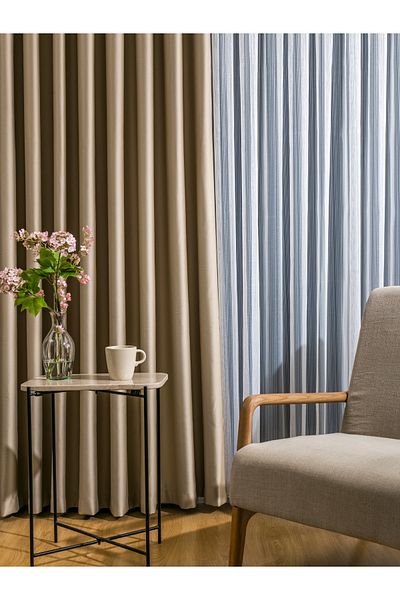 LUNETT HOME Ready to Use Beige Blackout Extraphorized Flatless Flat Stritch Fon Curtain V3
