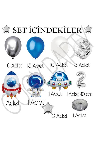CUGY Space Concept Birthday Party Celebration Set in Silver and Navy Blue Colors