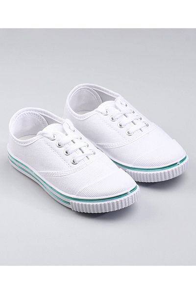 Pine kids Solid Lace Up School Shoes - White