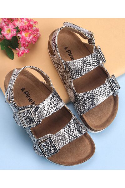 Pine kids Sandals with Velcro Closure - Silver