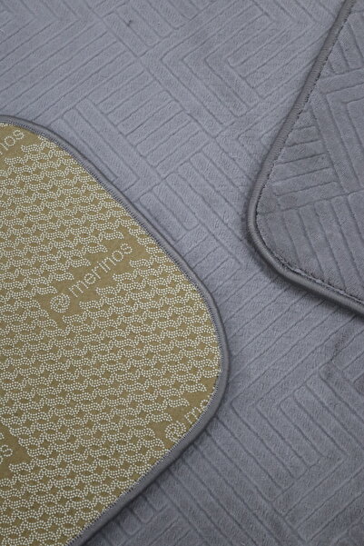 melian Anatolian Anti-Slip Base Cutout Embossed Bath Mat Set 3 Pieces 80X50 40X50 80X80