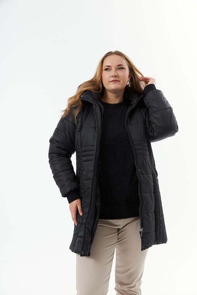RMG Gamze Fashion Butik Plus Size Hooded Black Coat