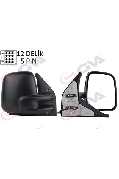 GVA Outer Rearview Mirror Right Transporter T5 Caravelle 04 Electric Heated Lined Convex 5 Plug Vm-373Ehp