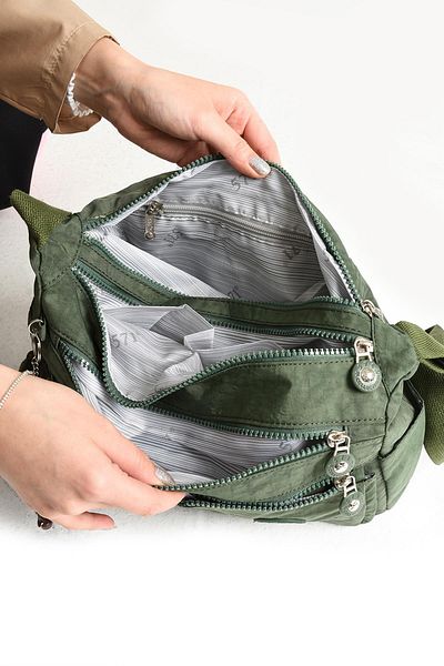 DUOMİNO Duomino Clinker Multi-Pocket Waterproof Black Crinkle Shoulder Bag / Messenger Bag