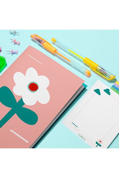 itsybitsy مجموعة دفتر الملاحظات وحامل الملاحظات - سلسلة الزهور الكبيرة