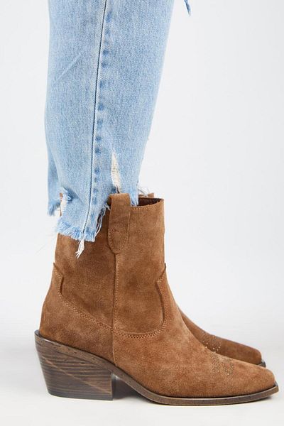 Manijero (Gona) Women's Genuine Leather Front Trock Cowboy Special Tumbled Tan Boots