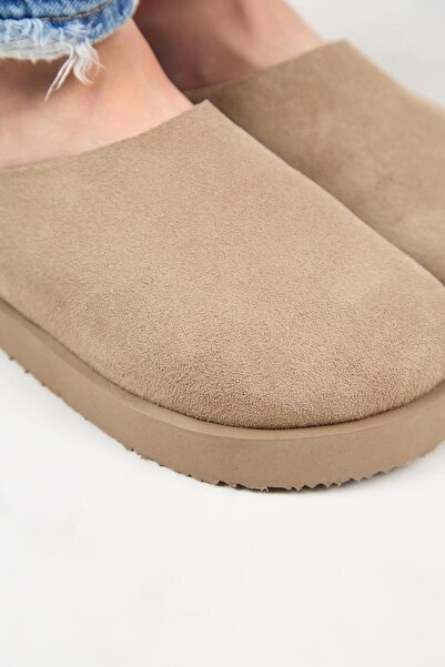 Manijero (Jana) Γυναικείες παντόφλες βιζόν επίπεδη πλατφόρμα από γνήσιο δέρμα