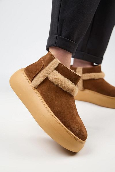 Manijero (Azura Mini) Γυναικείες μπότες από γνήσιο δέρμα με εσωτερική γούνα και ρίγες γούνας