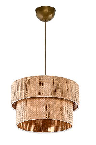 EvLight Brown Modern Natural Hazeran Rattan 2 Tier Pendant Lamp Chandelier