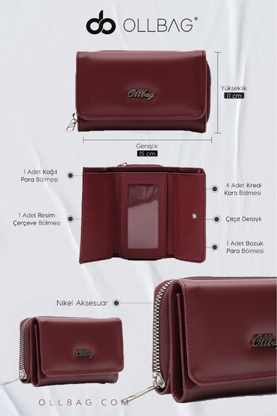 OLLBAG Bordo Bozuk Para Gözlü  Cüzdan - OL-7000