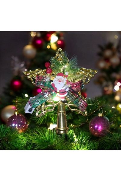 teknotrust 18 cm Illuminated Christmas Ornament Pine Tree - Peak Star