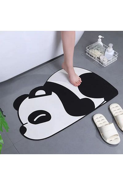 Else Dekor Else Panda Covoraș de baie pentru duș, cu absorbție de apă, scaun de toaletă, covoraș de baie cu animale dintr-o bucată