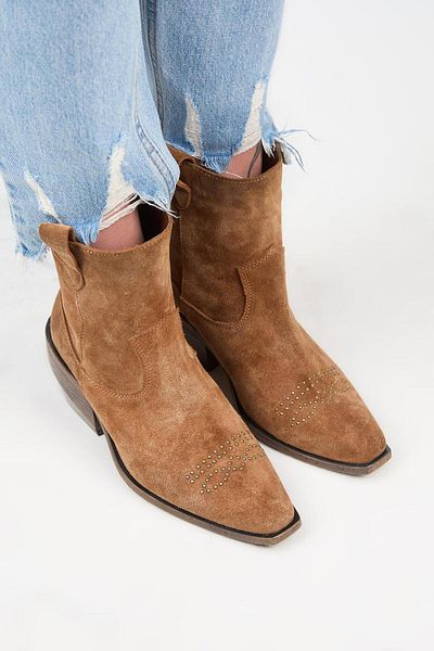 Manijero (Gona) Women's Genuine Leather Front Trock Cowboy Special Tumbled Tan Boots