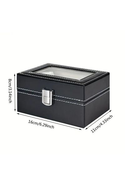 İsdeksan 3 Chamber Leather Covered Watch Box - Stand