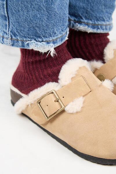 Manijero {Zeta 2 Fur) Women's Genuine Leather Belted Buckle Sabo Sand Slippers