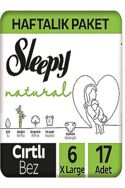 Sleepy Natural Weekly Package Baby Diapers Size 6 Xlarge 17 Pieces 15-25 kg