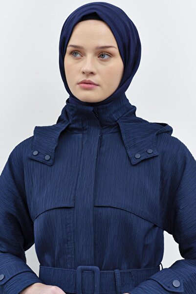 Tuğba T Kol Rüzgarlık Detaylı İnce Kapitone Trençkot - Lacivert