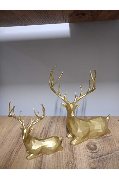 atlas3boyut Modern Geyik Biblo 2'li Set Gold (ALTIN) (22CM)