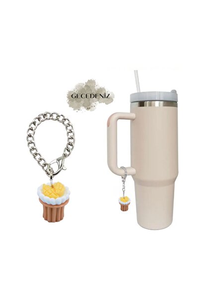 GECEDENİZ Termos Kolu Charm Aksesuar Minik Süs 3 Boyutlu Mango Muffin