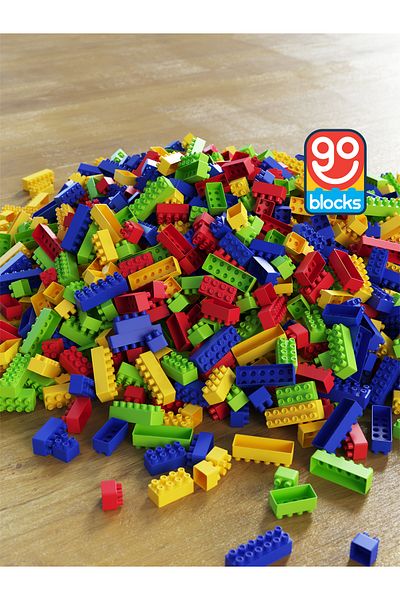 Go Toys مجموعة مكعبات بناء مكونة من 80 قطعة - حقيبة تخزين متعددة