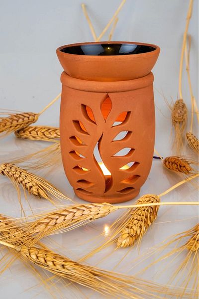 ÇERÇİCİ Leaf Model Handmade Pottery Censer Incense Burner