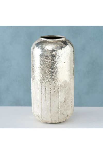 Homelux Vaza decorativa Nayan 15x15x30 cm, metal, argintiu/alb